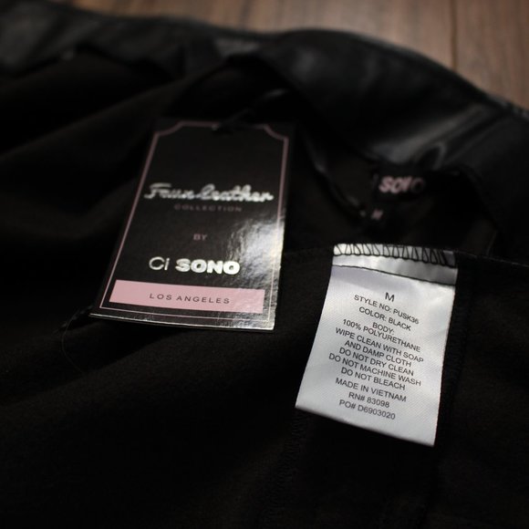 NWT CI SONO Faux Leather Collection Black Zip Up A Line Skirt M - Picture 5 of 8